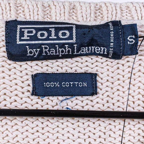 Polo Ralph Lauren Pony Vest Chunky Knit Small VTG 90s Preppy Classic - Picture 8 of 8